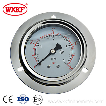 panel mount shockproof pressure gauge with flange